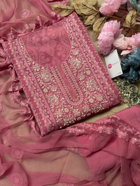 Chikankari pearls on pure georgette fabric in vibrant colours