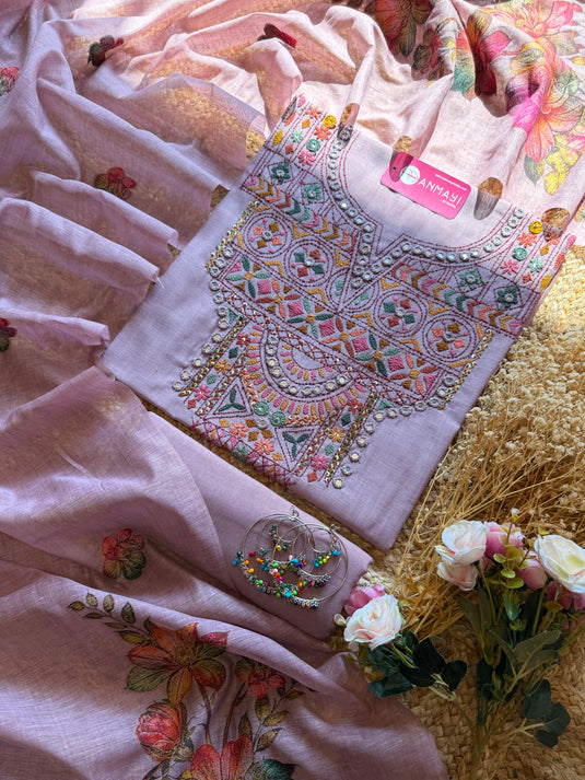 Boho looks kantha work Jamdani suit set