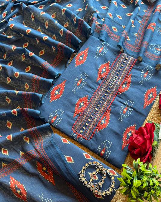 Combination Patola print Cambric cotton suit set