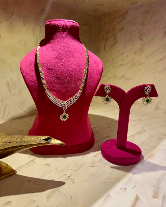 Glitter Diamond Panna Chain set