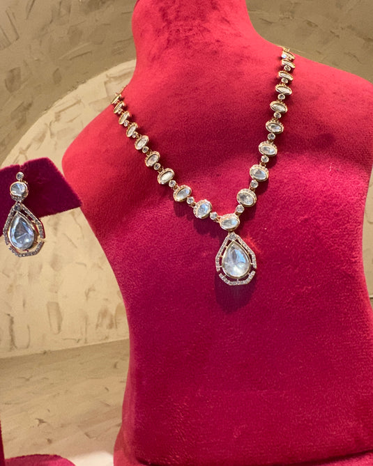 Queen crown kundan set with droplets