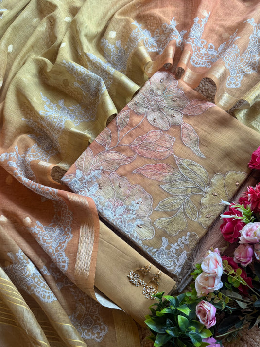 Ombré Gold highlight flower print suit set