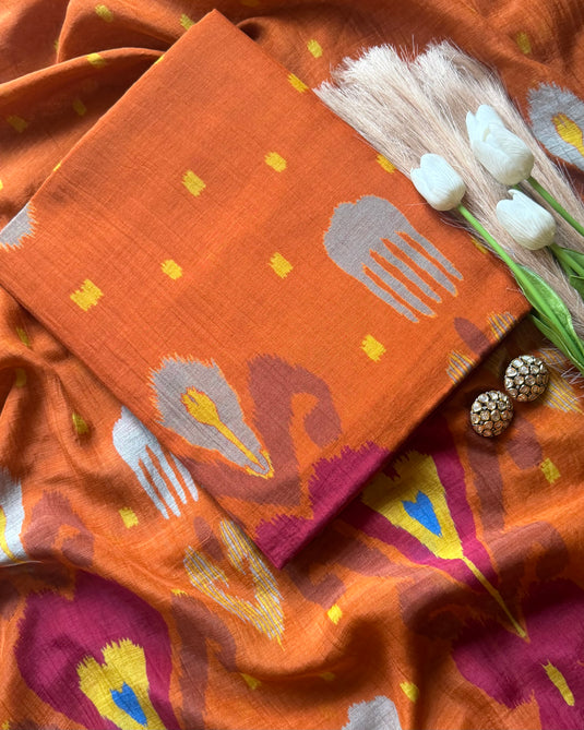 Modern motif Ikkat Patola pure Mul suit set