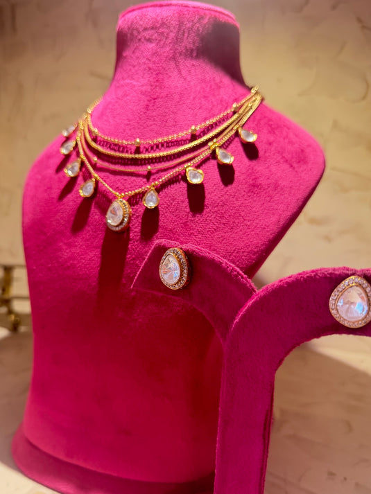 Layered chain stack Kundan set