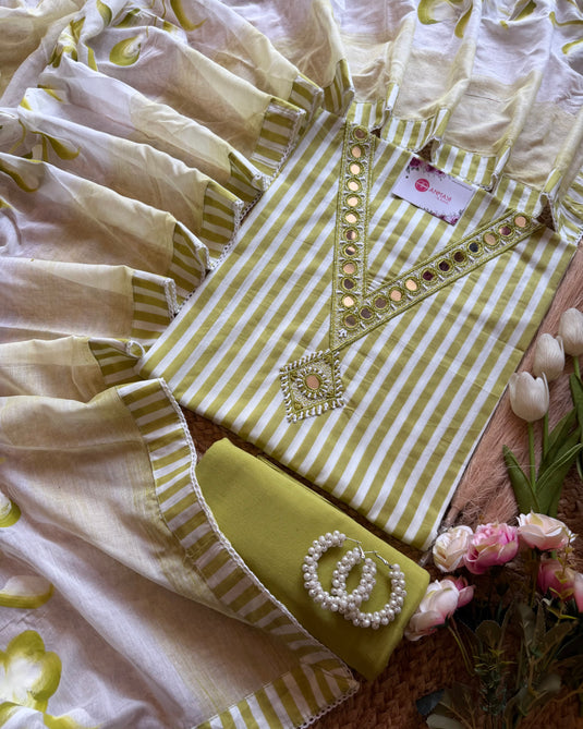 Candy Pop stripe cotton mirror neck suit set