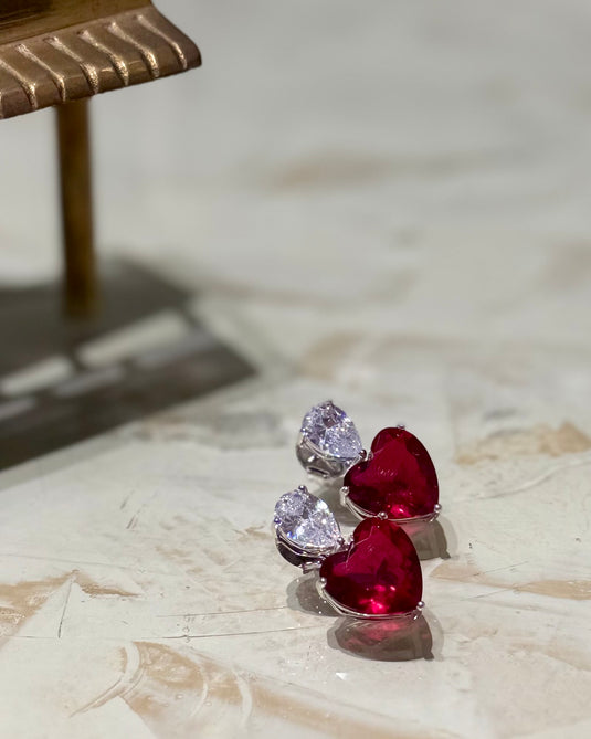 Heart stone earrings