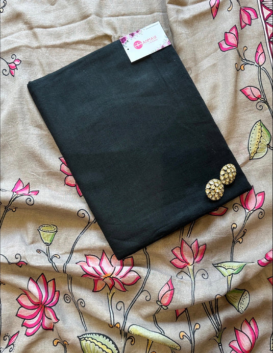 All over linen cotton was plain lotus dupatta suit set