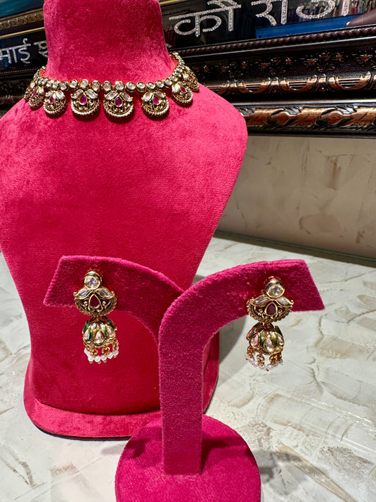 Temple Kundan set with jhumki