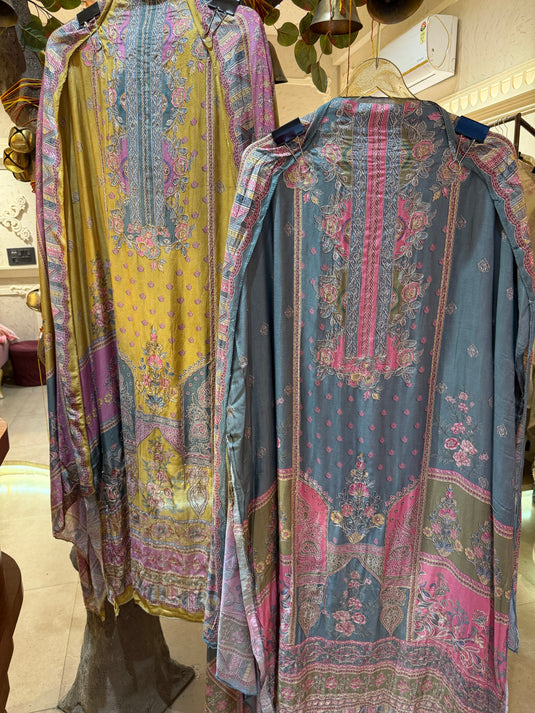 Pakistani highlighted muslin suit set