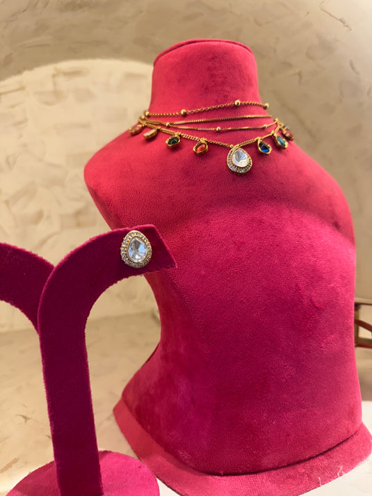 Layered chains with drops and earrings