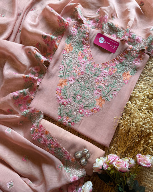 Modal French embroidery suit set