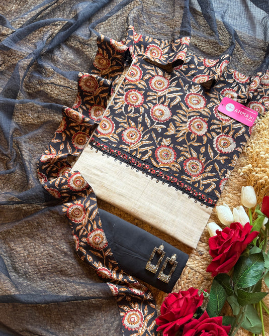 Ajrakh choli soft handloom suit set with soft Kota dupatta