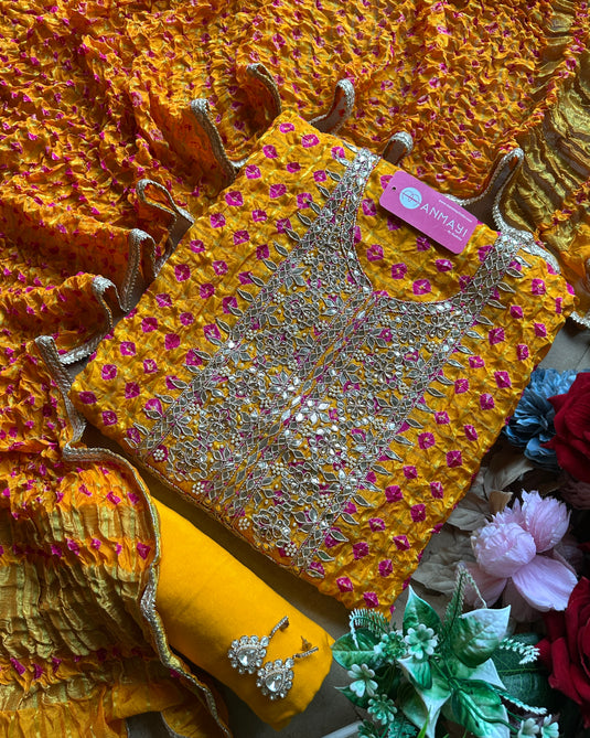 Ghadchola Chanderi gotta work suit set