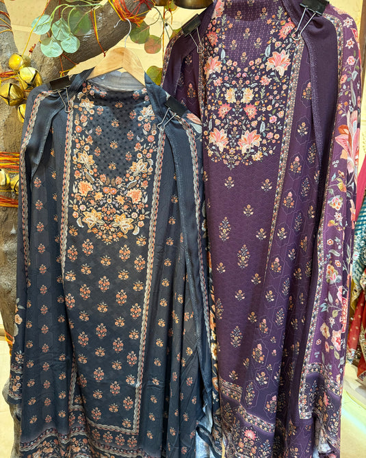 Viscose pashmina digital print shawl suit set