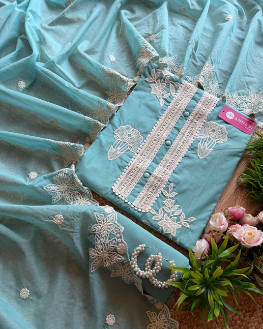 Patched Dori pure Mul Chanderi suit set