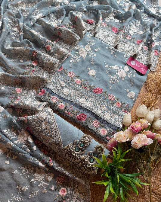 Parsi work garden georgette suit set