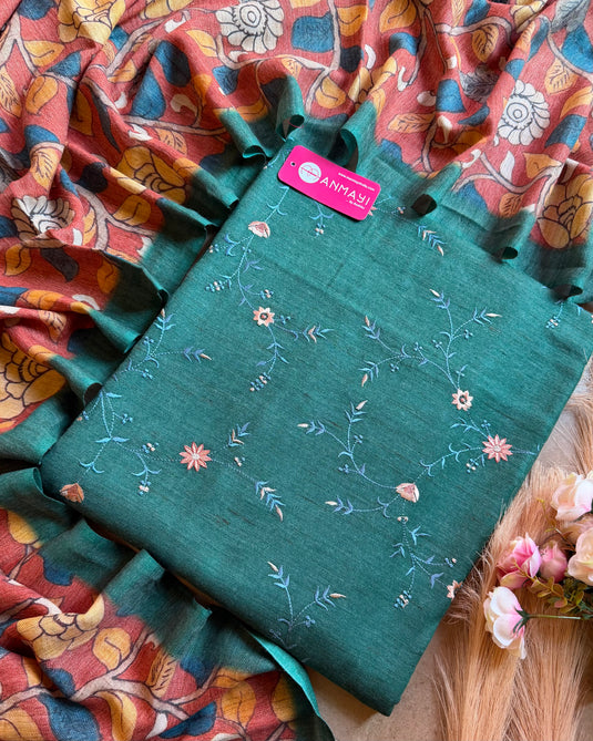 Kani Jaal Embroidered suit set with printed shawls