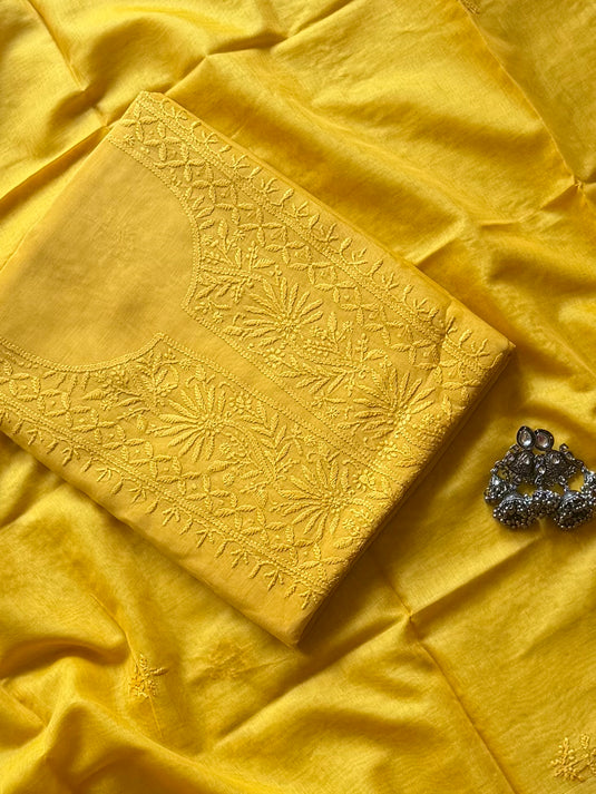Bakhiya Chikankari pure mul suit set