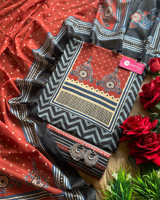 Cambric Cotton Ajrakh Suit Set