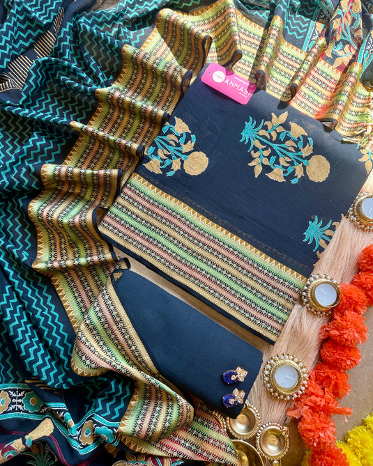 Mangalagiri south cotton block print suit set