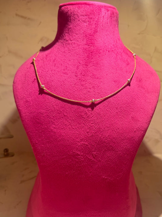 Rosie rhodium drop collar necklace