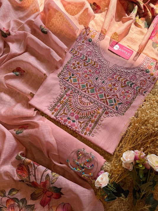 Boho looks kantha work Jamdani suit set