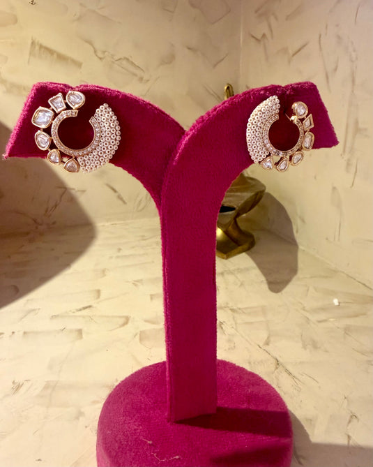 Love pearl Kundan hoops