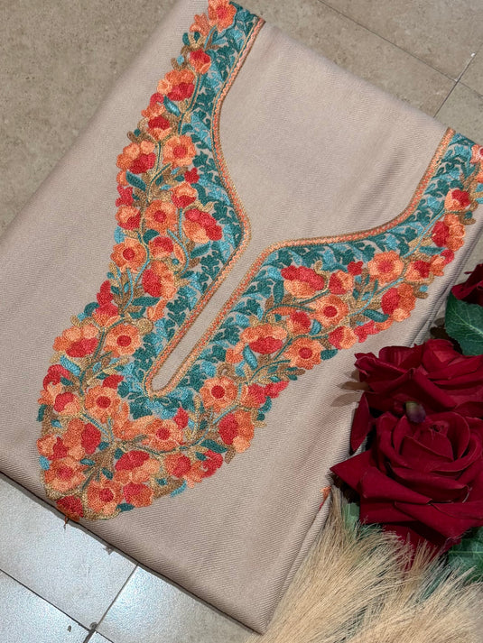 Aari work unstitched kahsmiri coord set