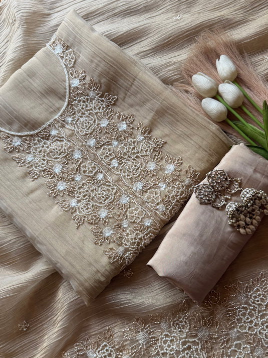 Pearl seaquins crushed tissue suit set