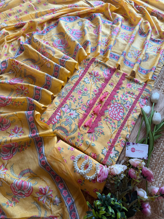 Combination lace Cambric cotton suit set
