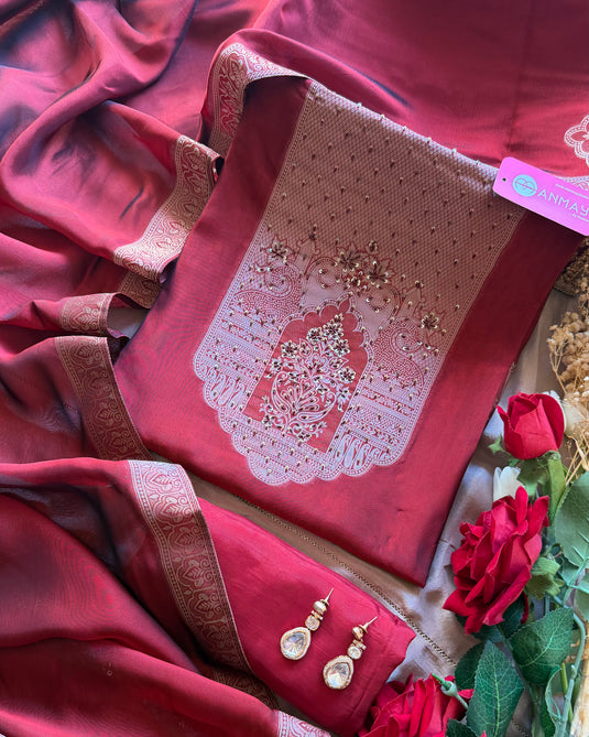 Taffeta Silk Zari weave suit set