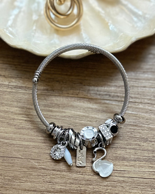 Silver charm bracelets