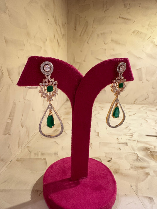 Hanging crystal diamond earrings