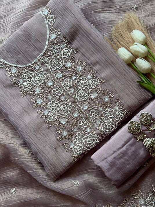 Pearl seaquins crushed tissue suit set