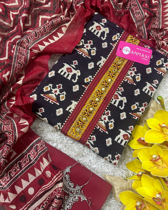 Patola print combination Jaipuri cotton suit