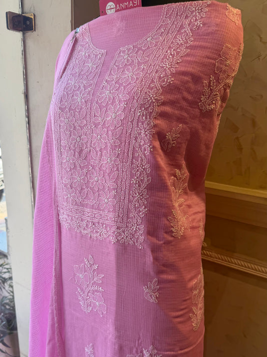 Pure Kota suit set with chikankari embroidery