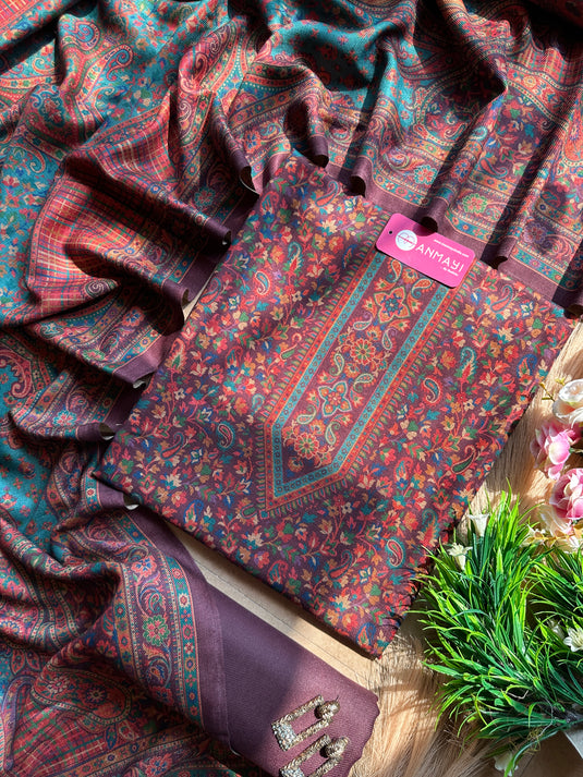Kani print shawl suit set