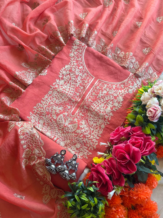 Soft gold Dori Mul Chanderi suit set