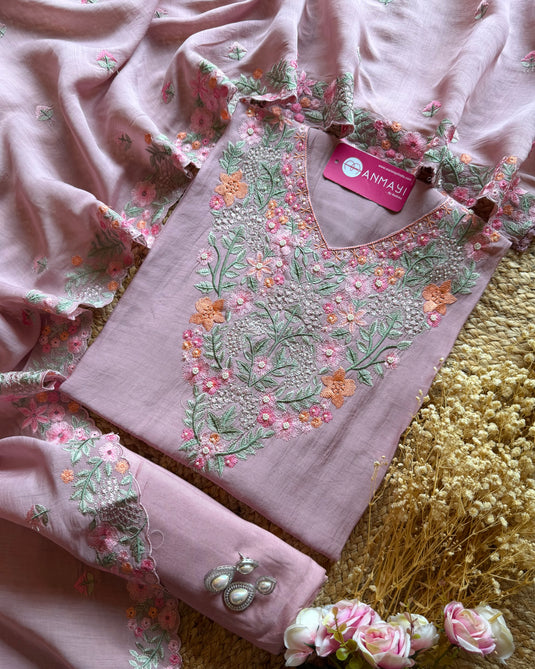 Modal French embroidery suit set