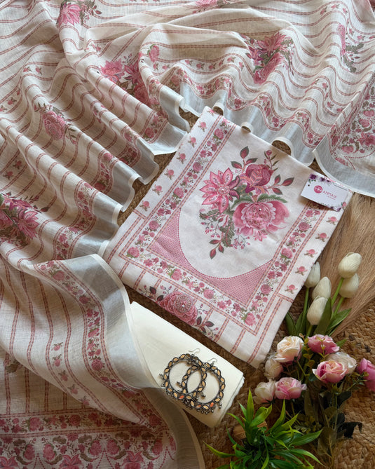 French frame linen suit set
