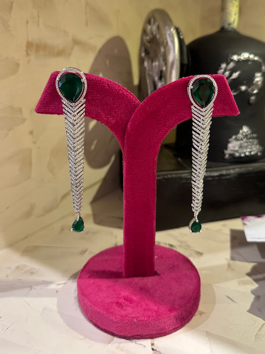 Leaf drop diamond earrings