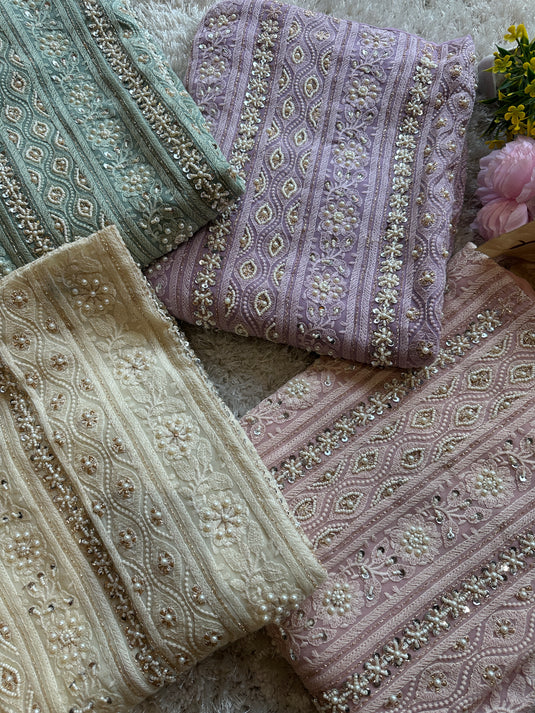 Pastel Jaal Chikankari pure georgette suit set