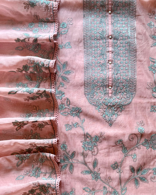 Minimal filling work Mul Chanderi suit set