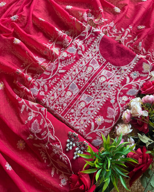 Lucknawi festive jaal Mul Chanderi