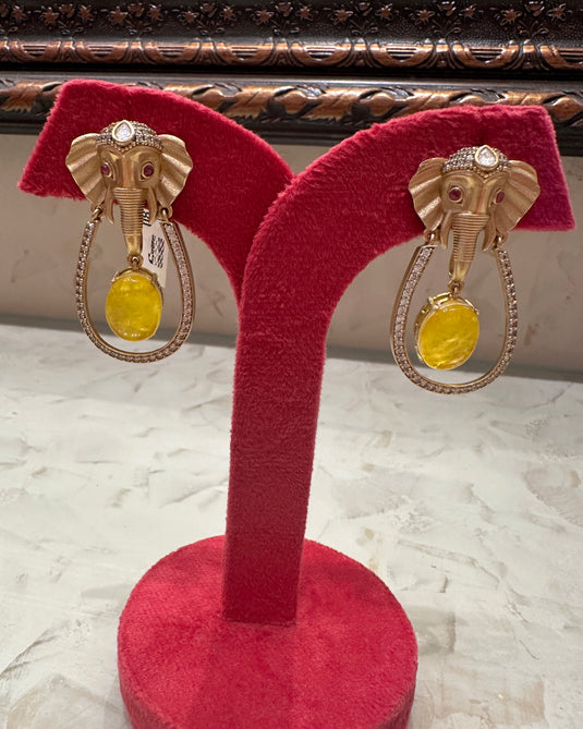 Elephant hanging stone earrings