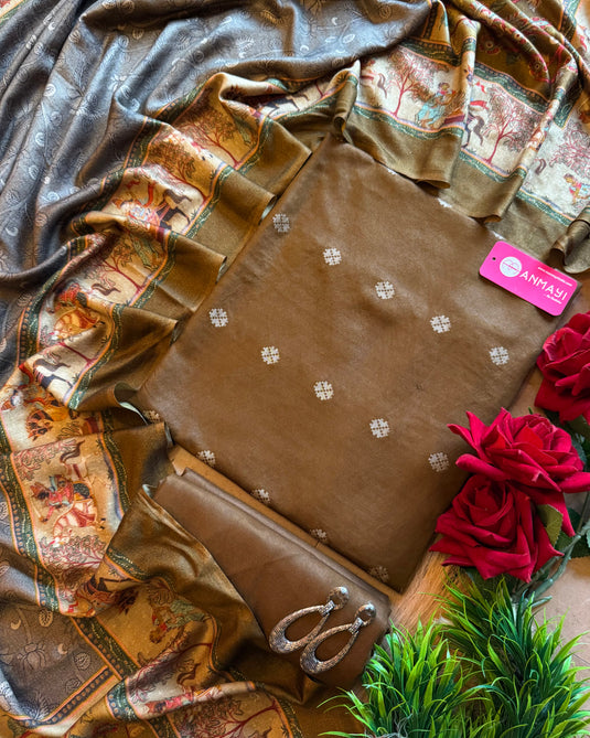 Banarasi Work pure pashmina suits with Madhubani pashmina shawls