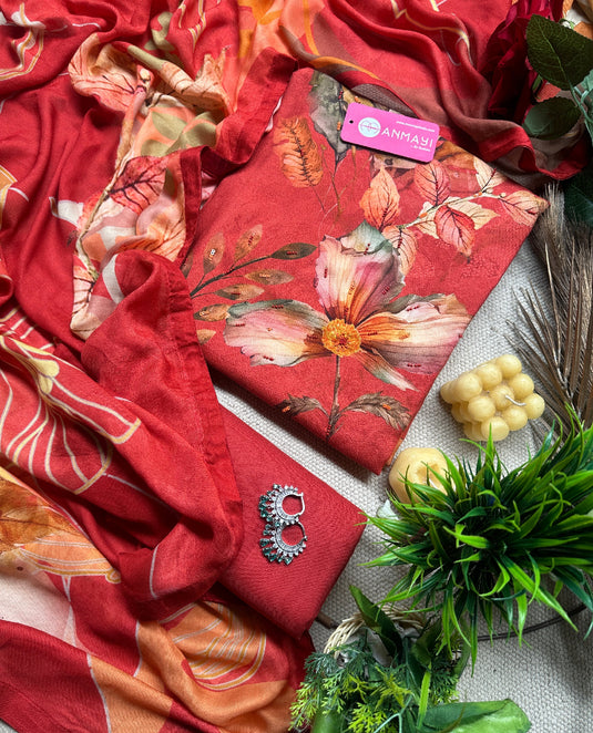 Soft viscose pashmina suit set