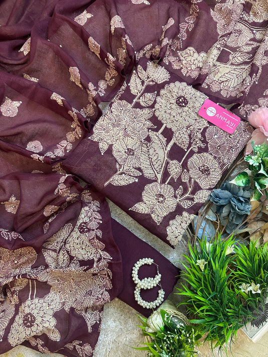 Flower bank pure linen highlighted suit set