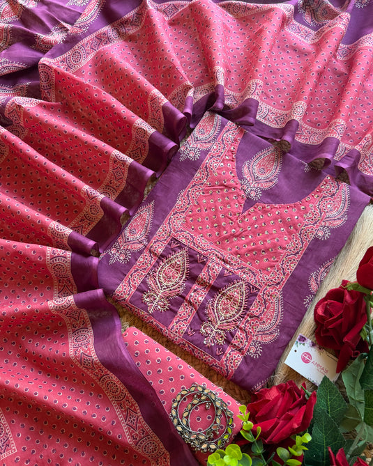 Paisley Combination yog Jaipuri cotton suit set
