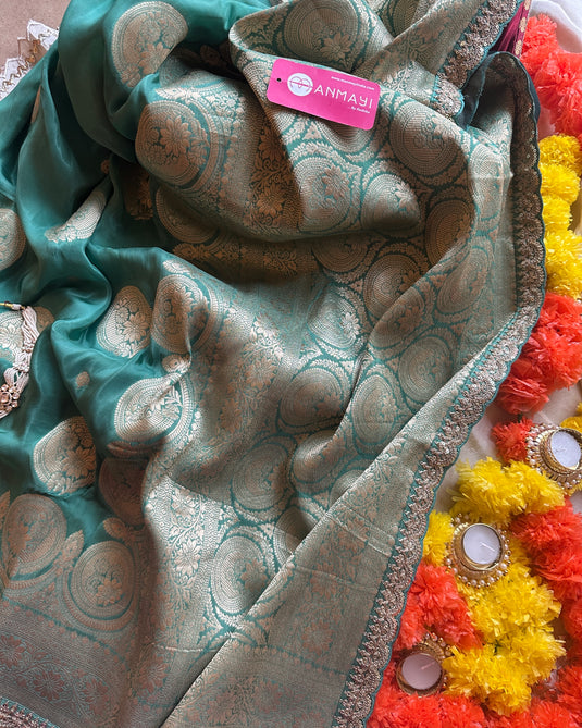 Banarasi dupian silk saree with lace and tassels